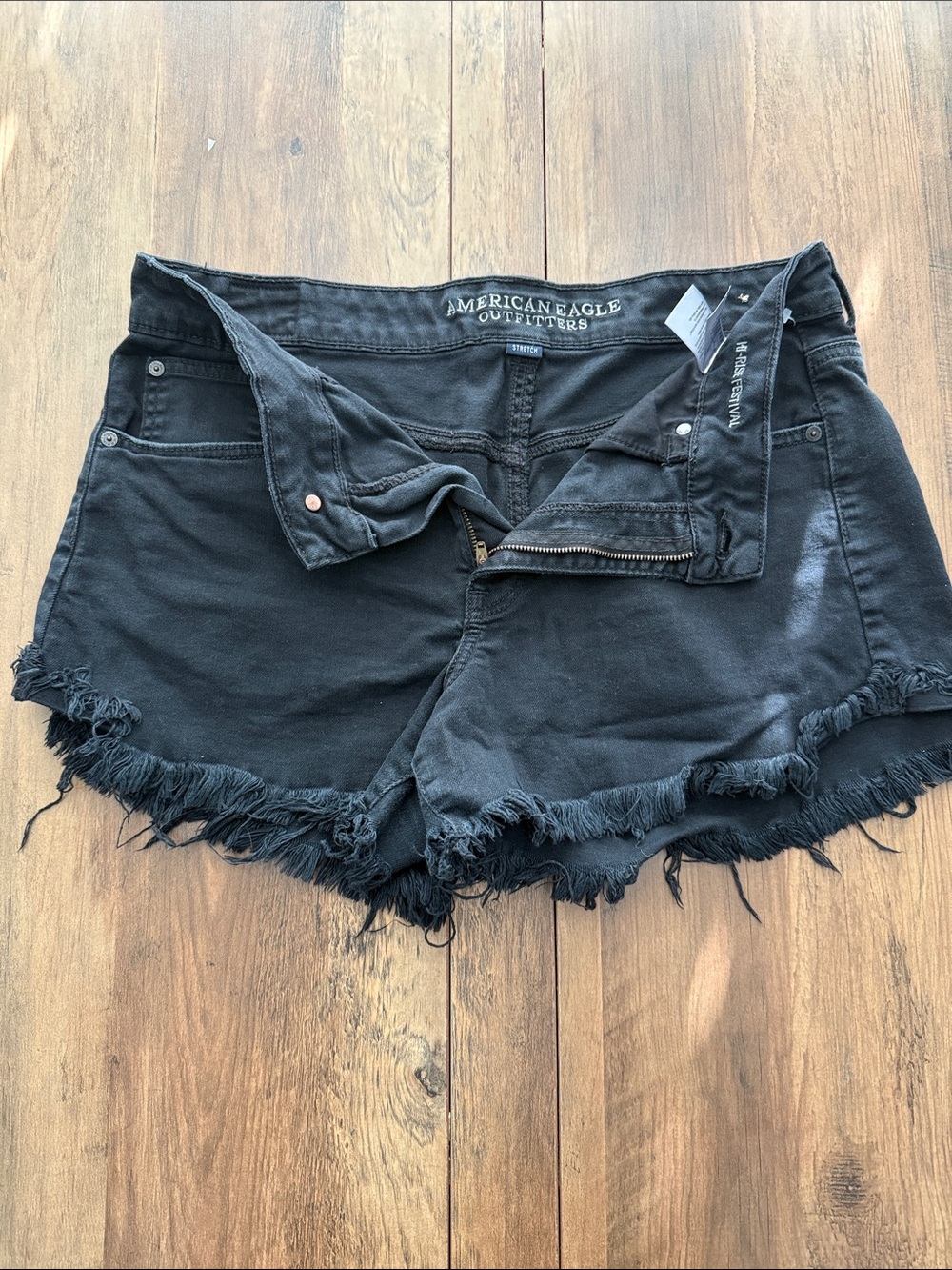 American Eagle Outfitters Black Frayed Hem Jean Shorts